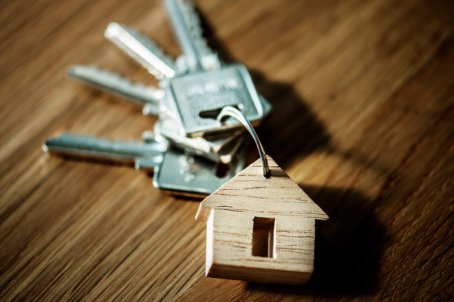 Keys on a house keychain