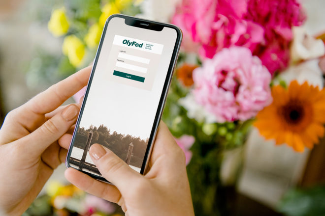 OlyFed Digital Banking iOS Apple mobile phone view