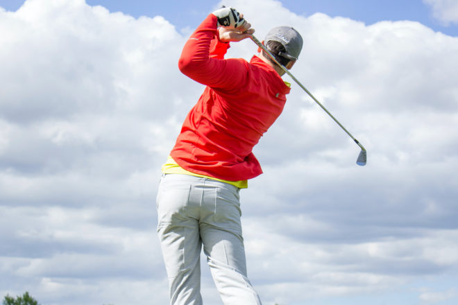 Golfer in full swing