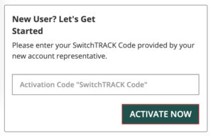 ClickSWITCH SwitchTRACK code entry form to activate