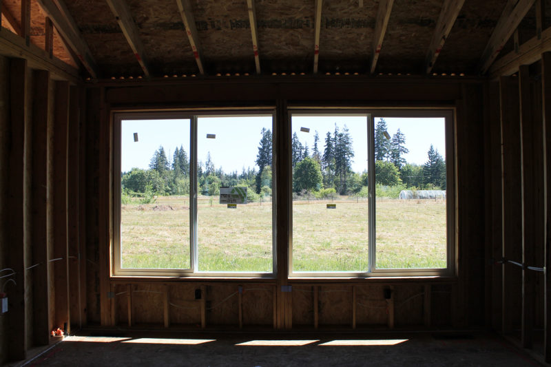 Framing in custom built home under construction near Evergreens in Tumwater, WA.
