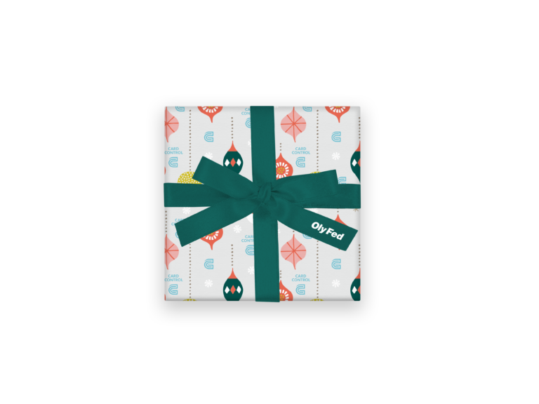 Card Control App on holiday gift wrap paper