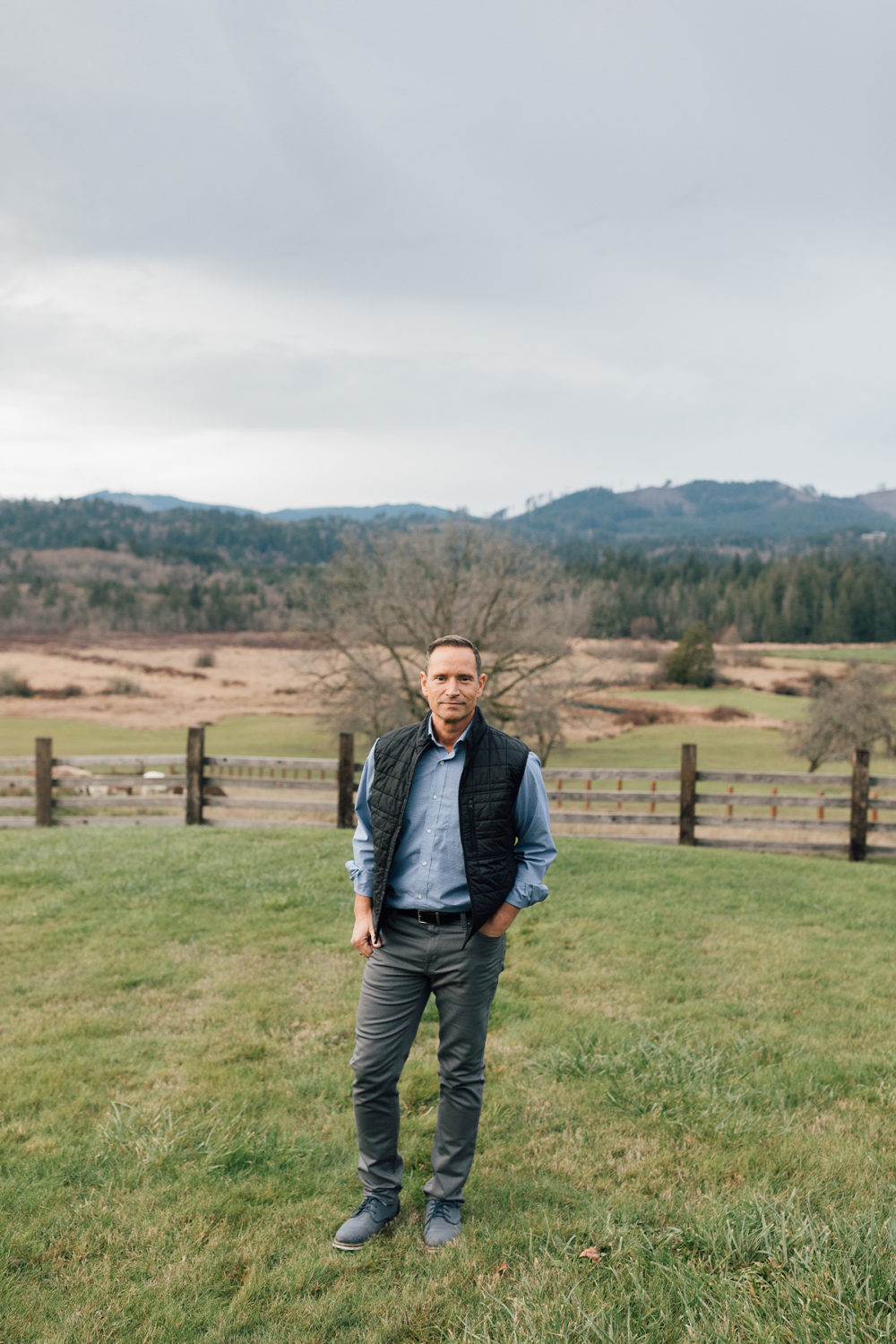 Chuck Hoeschen in commercial lending at OlyFed at Heyday Heritage Farm in Olympia Washington