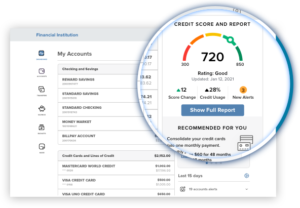 Savvy Money screen that shows credit score