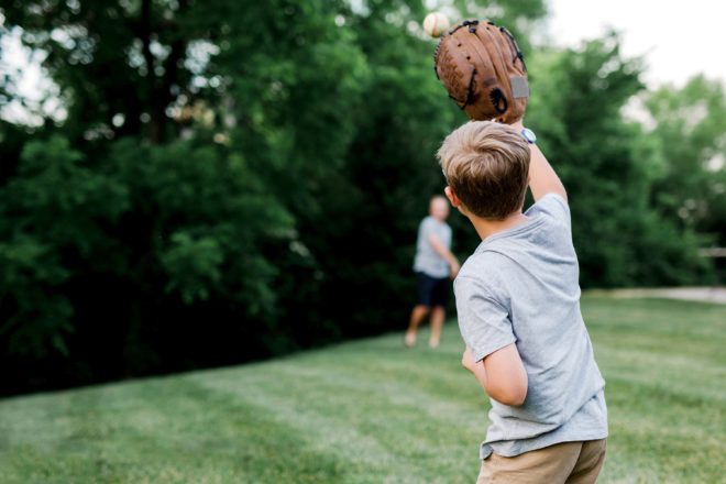 Father and son playing catch