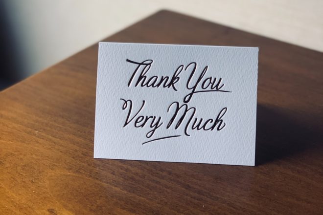 Thank you very much written on a card
