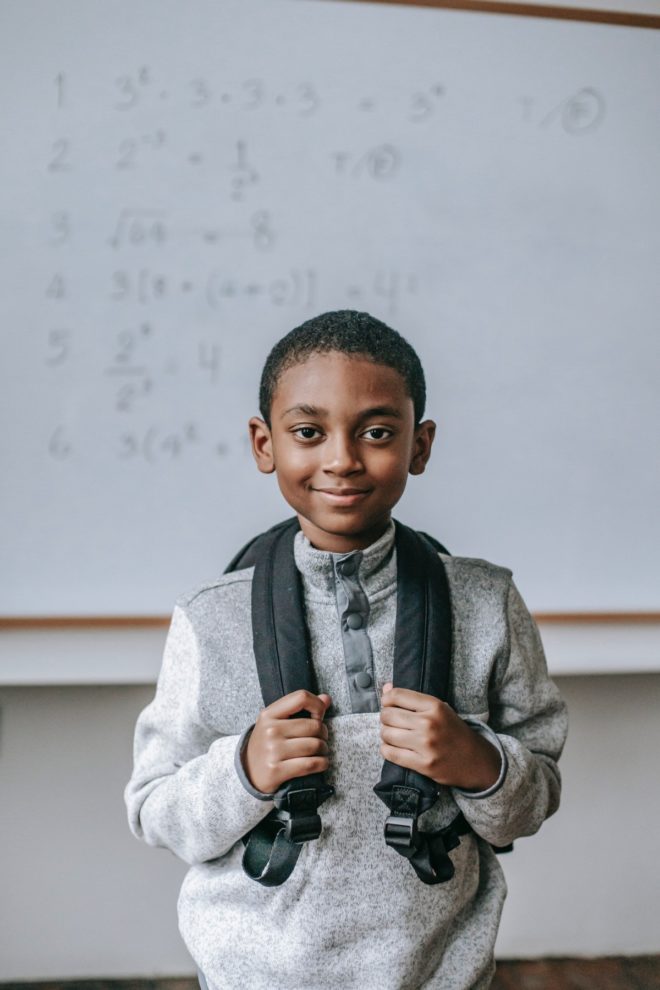Child in school classroom