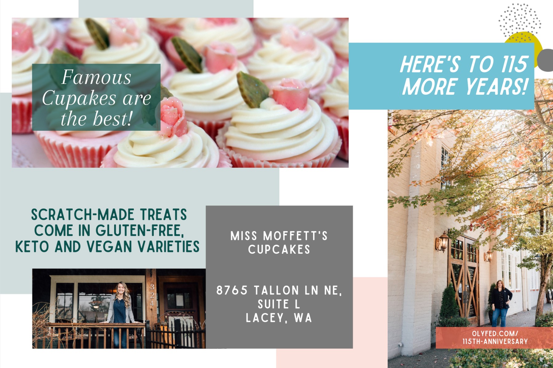 Montage of cupcake images for Miss Moffetts Cupcake giveaway for OlyFed Anniversary