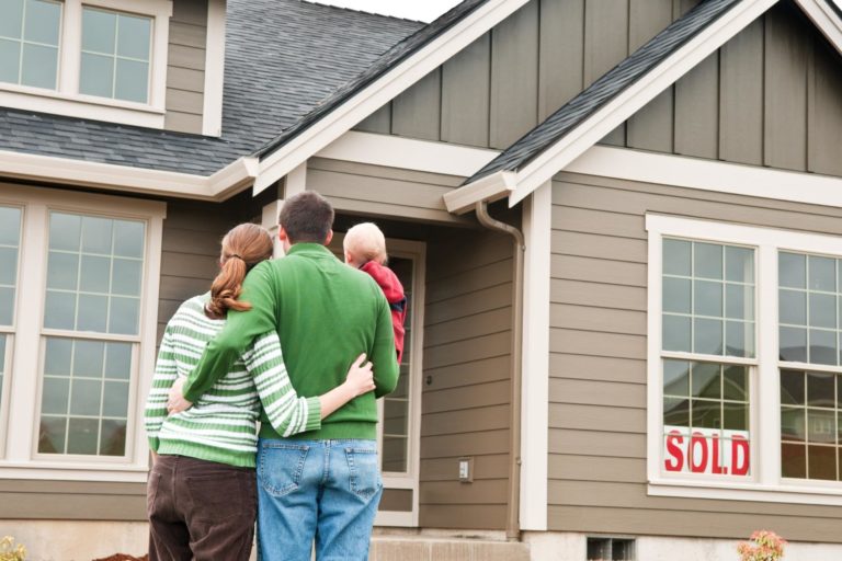 Small family moving int their home