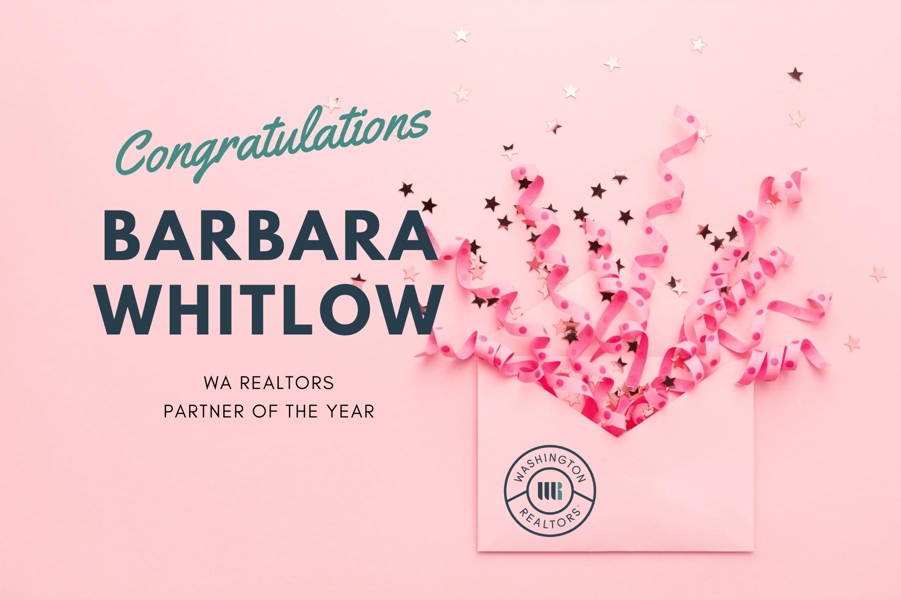Recognition to Barbara Whitlow from the WA Realtors