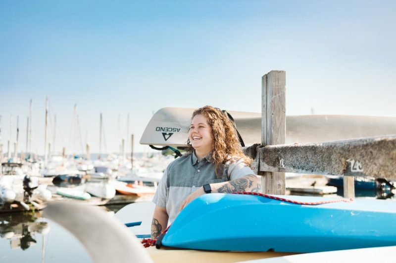 Sarah Caldwell with OlyFed at Boston Harbor