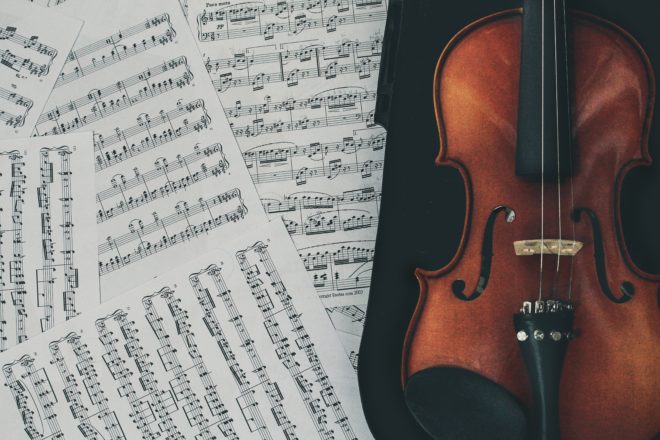 sheet music and violin
