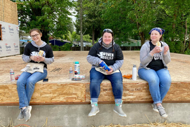 OlyFed employees volunteer at Habitat for Humanity's Women's Build.