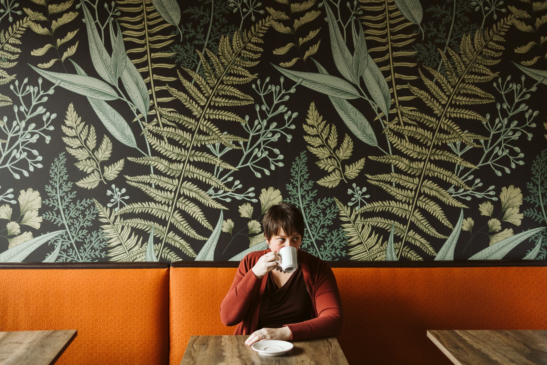 Emily Kimble in the Fog & Fern Coffee Shop in Lacey, Washington