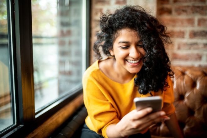 Woman using mobile phone