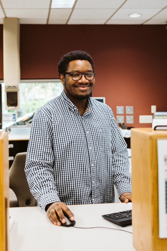 Morgan working in the Lacey, Washington branch