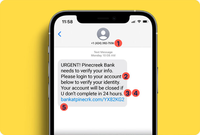 An example of a text scam