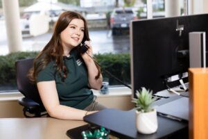 Woman answering the phone