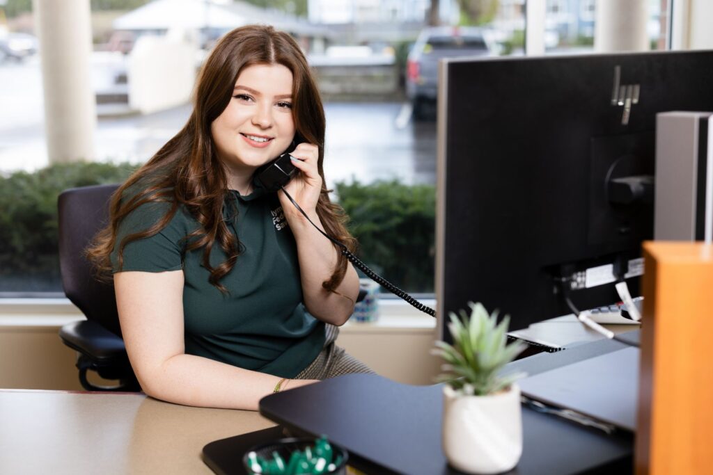 Woman answering the phone