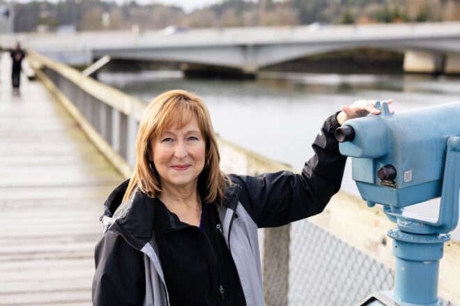 Woman on dock at Olympia Yacht Club