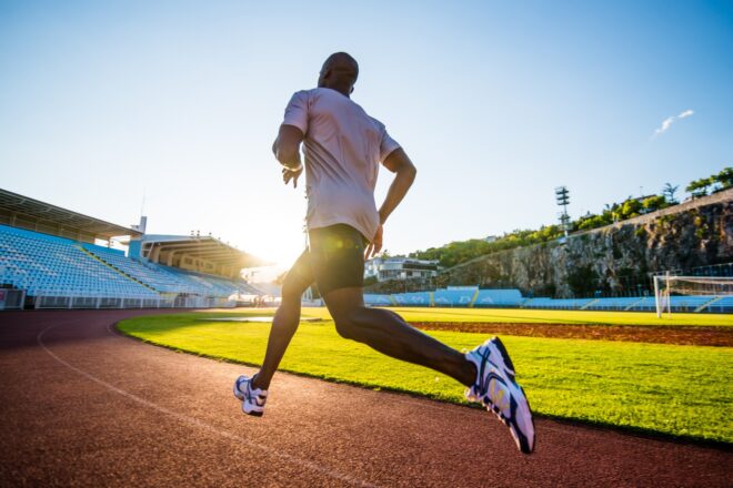 A man running on the track