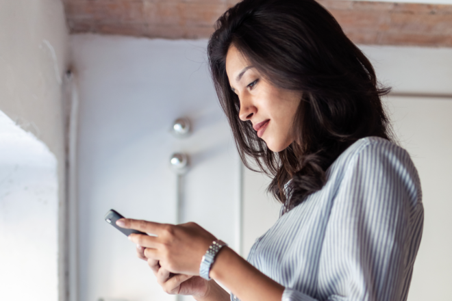 Woman looking at her phone