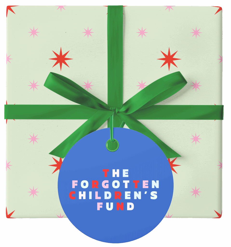 Gift tag on gift for holidays