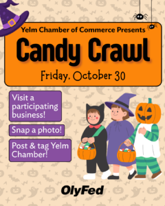 Yelm Chamber of Commerce, Candy Crawl 2026. Friday October 30. 